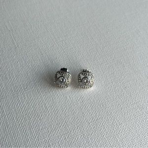 Silver and diamond stud earrings